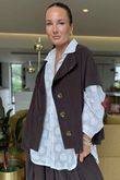 Made in Italy Cooper Needlecord Cap Sleeve Jacket Coffee Bean